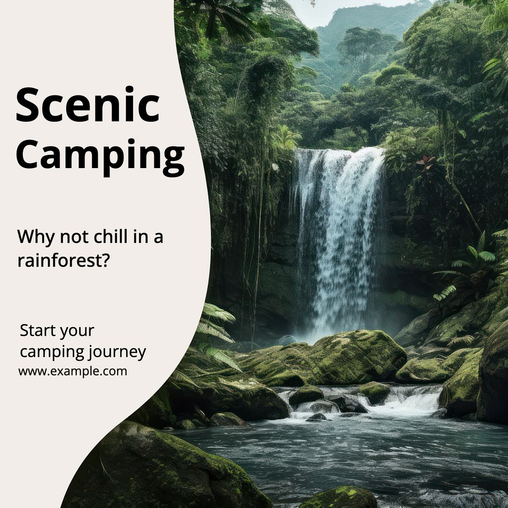 Camping Instagram post template, editable text