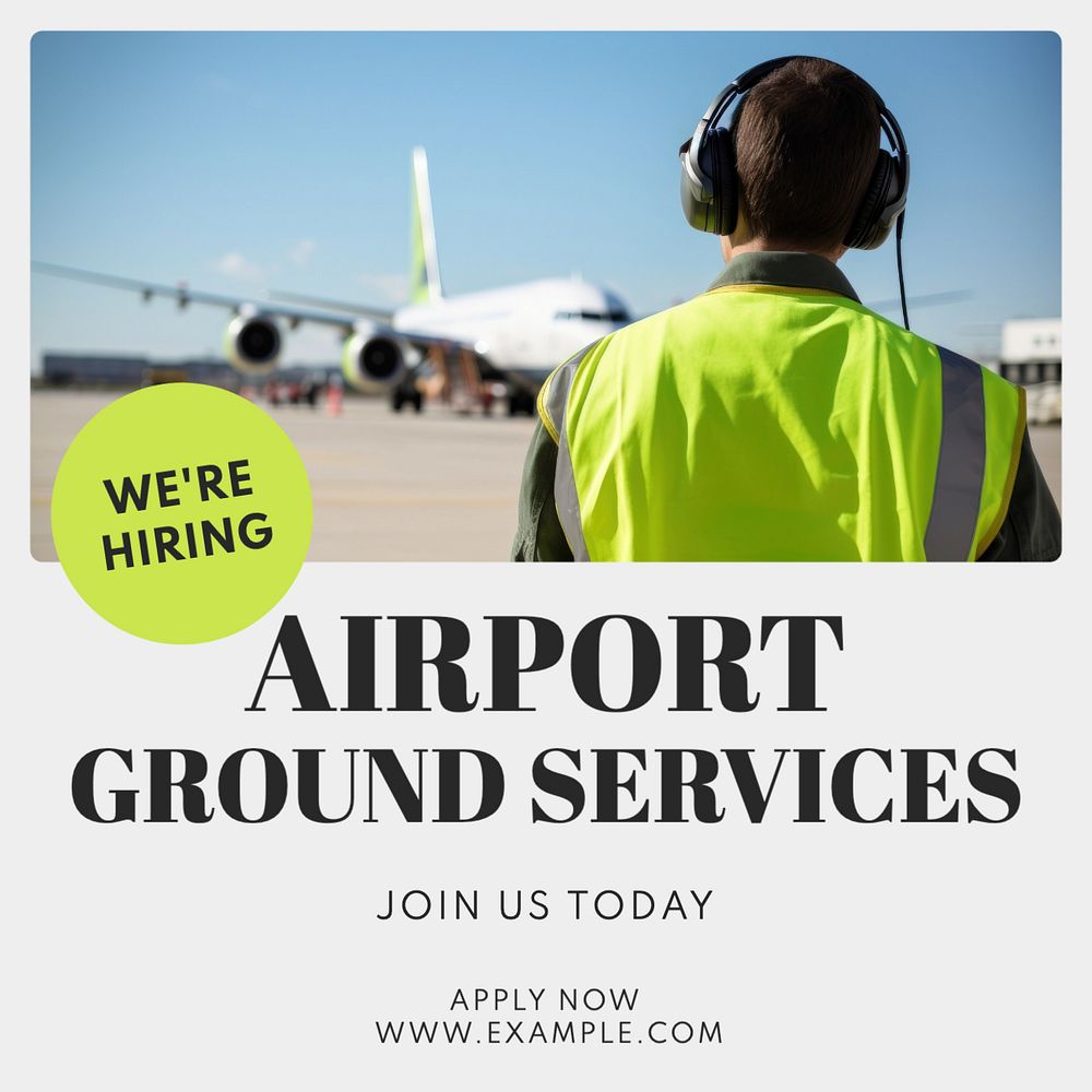 HGiring Airport ground services Instagram post template, editable text