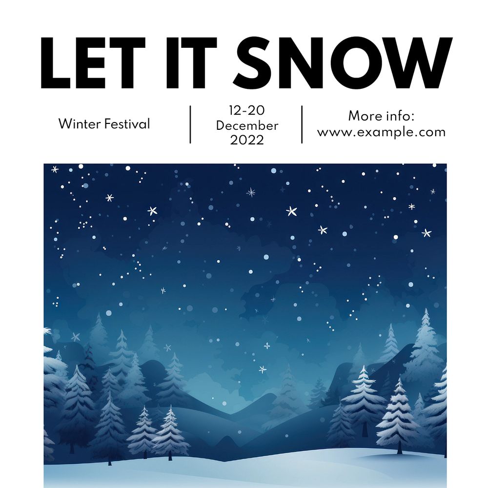 Winter snow festival Instagram post template, editable text