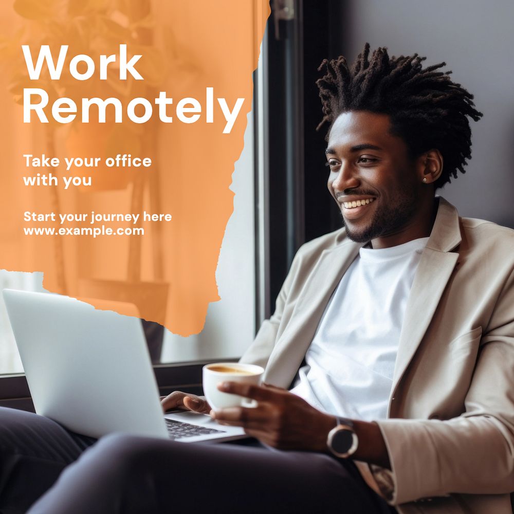 Remote working Instagram post template, editable text