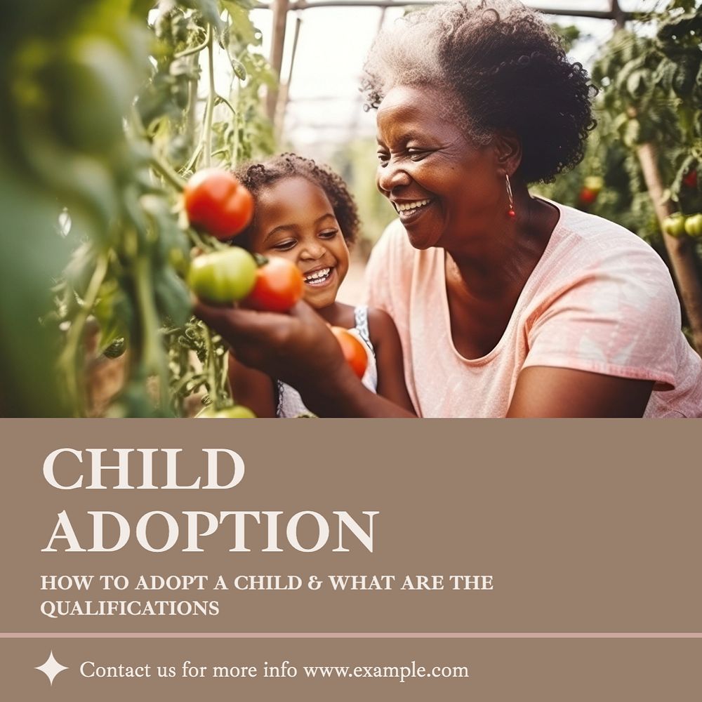 Child adoption Instagram post template, editable text