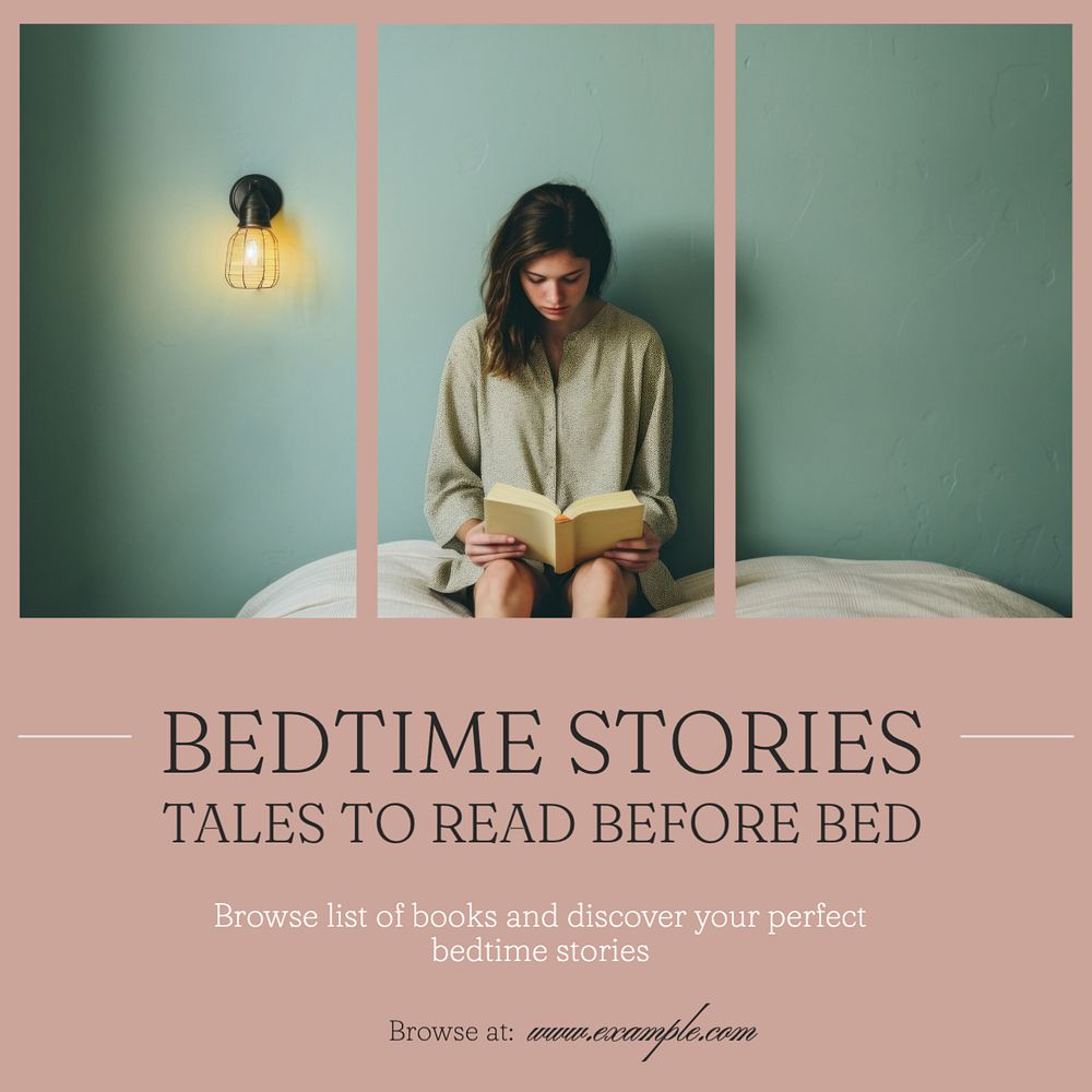 Bedtime stories Instagram post template, editable text