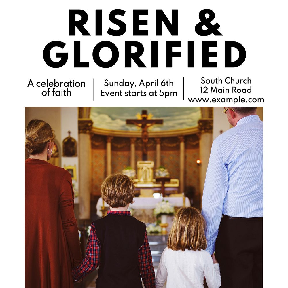 Risen and Glorified Instagram post template, editable design