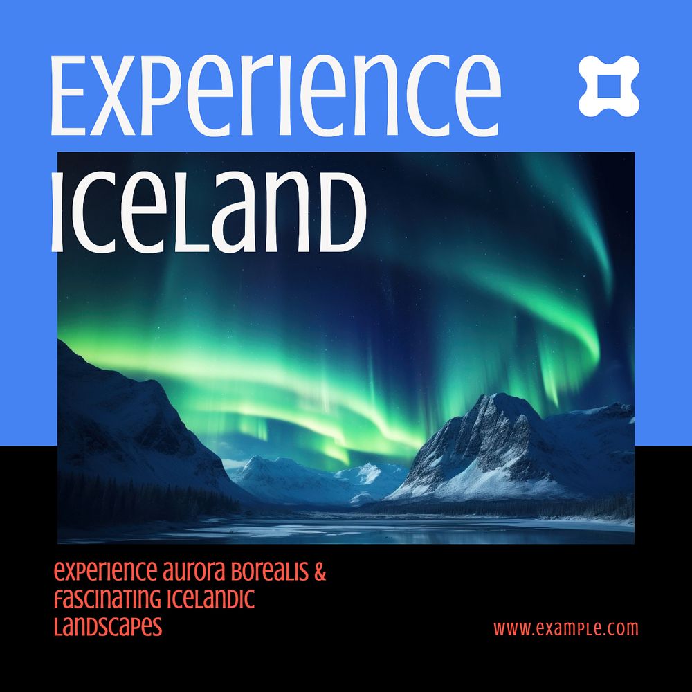 Iceland travel Instagram post template, editable text