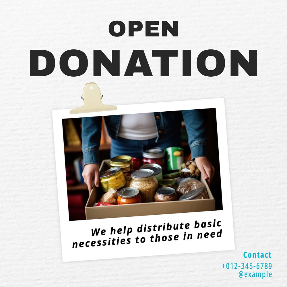 Open donation Instagram post template, editable text