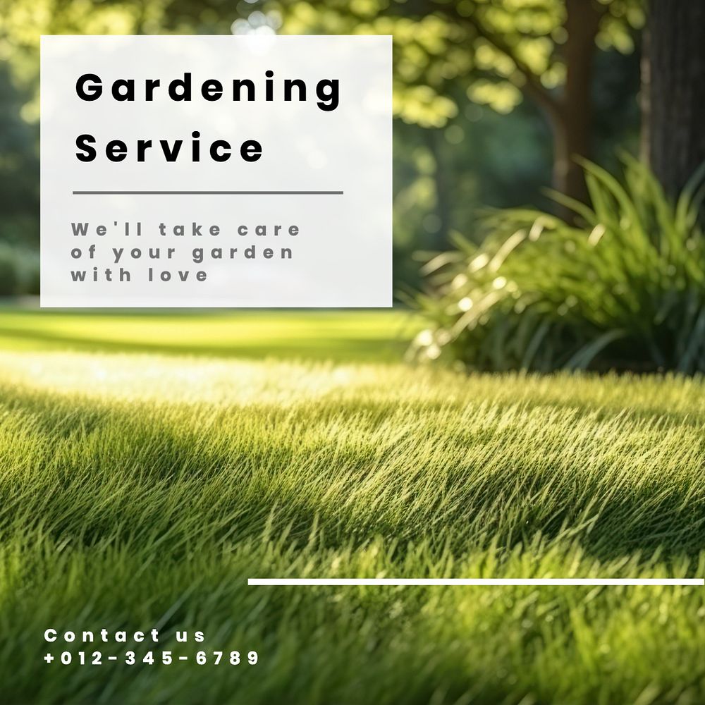 Gardening service Instagram post template, editable text