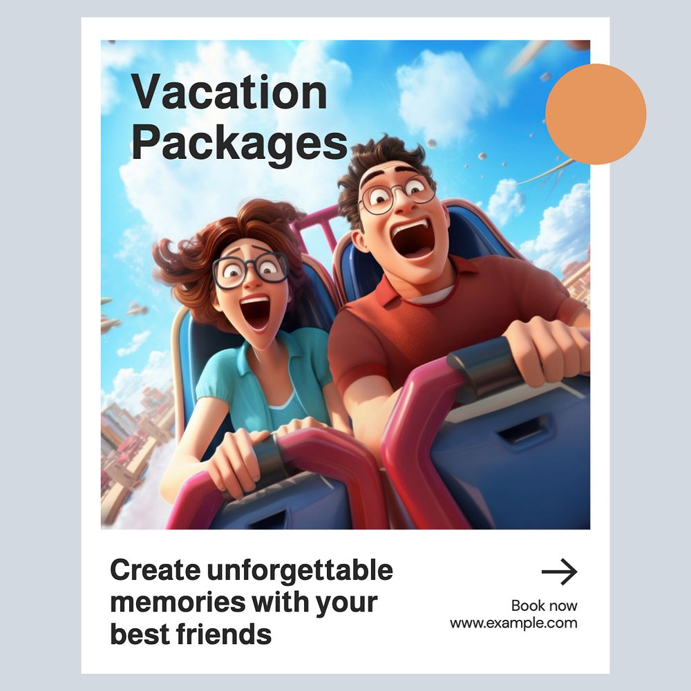 Vacation packages Instagram post template, editable text