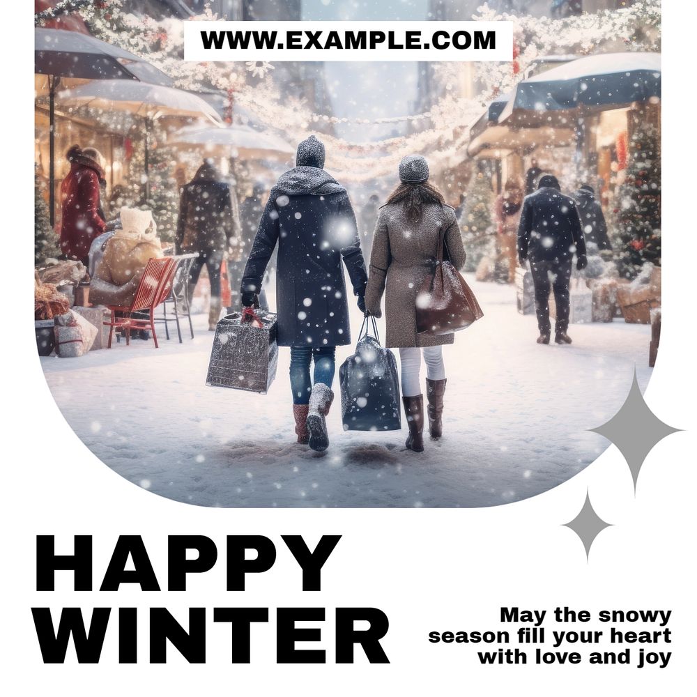 Happy winter Instagram post template, editable text