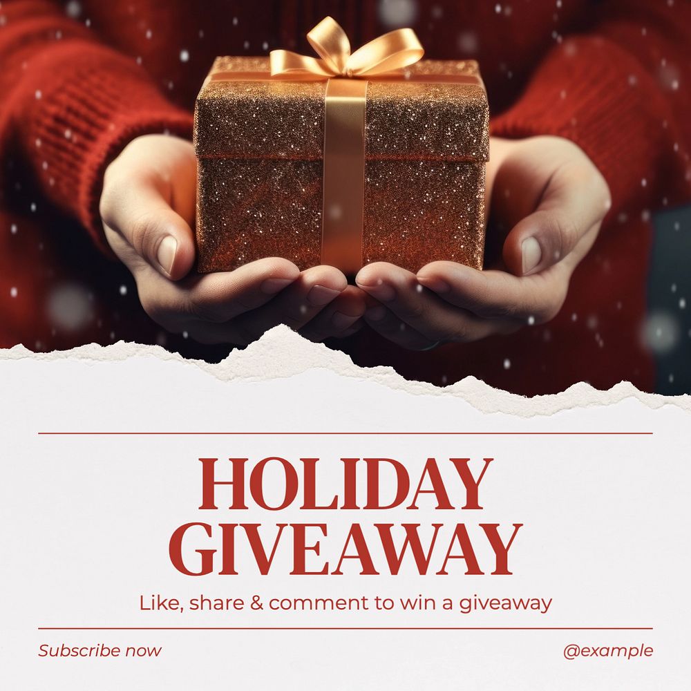 Holiday giveaway Instagram post template, editable text