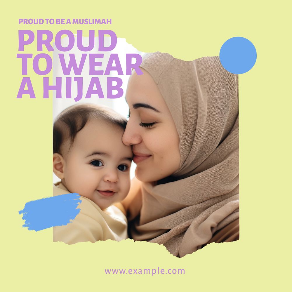 Hijab Instagram post template, editable text