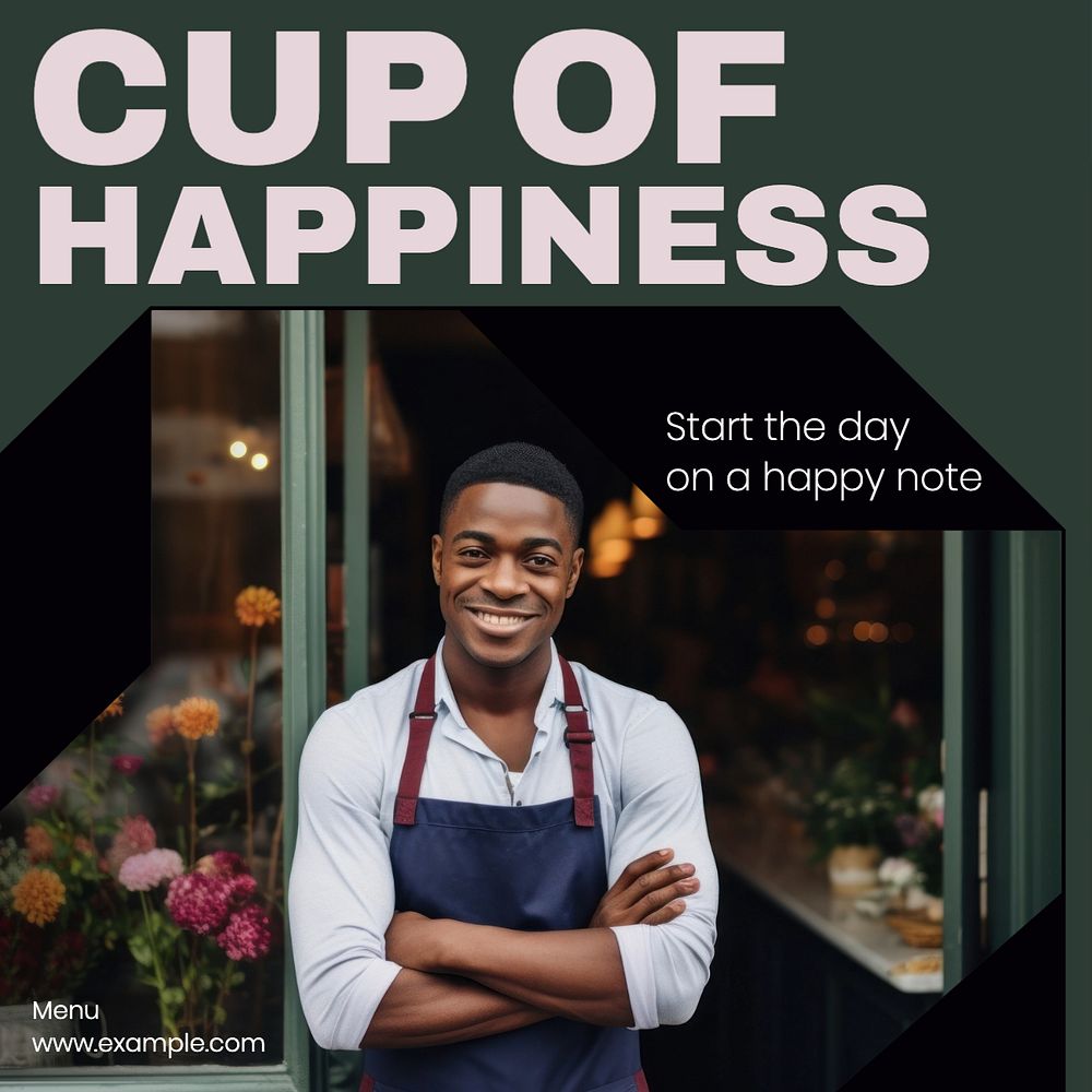 Cup of happiness Instagram post template, editable text