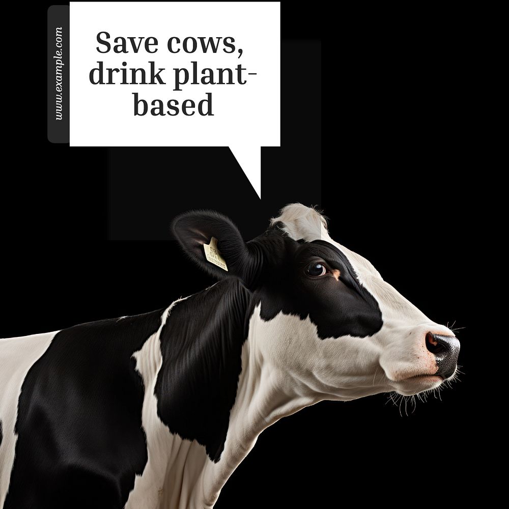 Save cows drink plant based Instagram post template, editable text