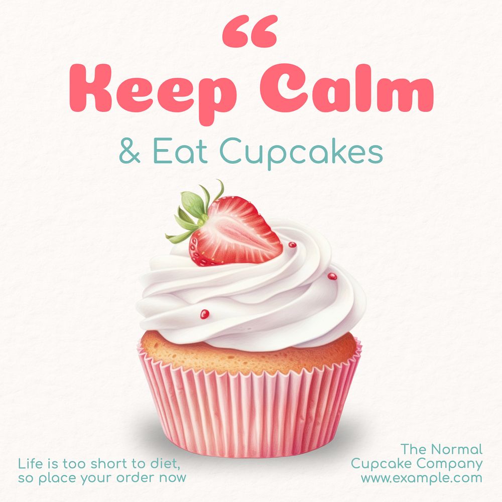 Online cupcake shop Instagram post template, editable text