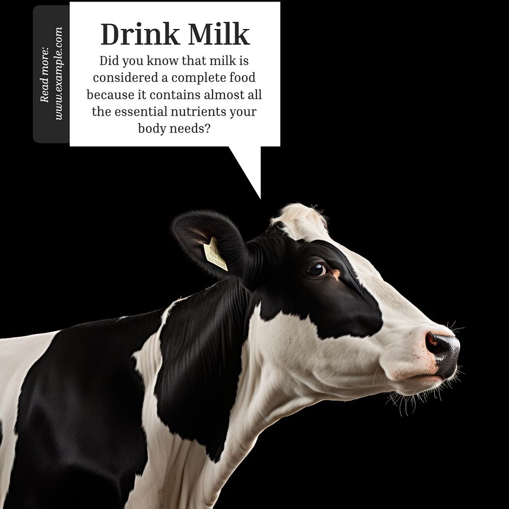 Drink milk Instagram post template, editable text