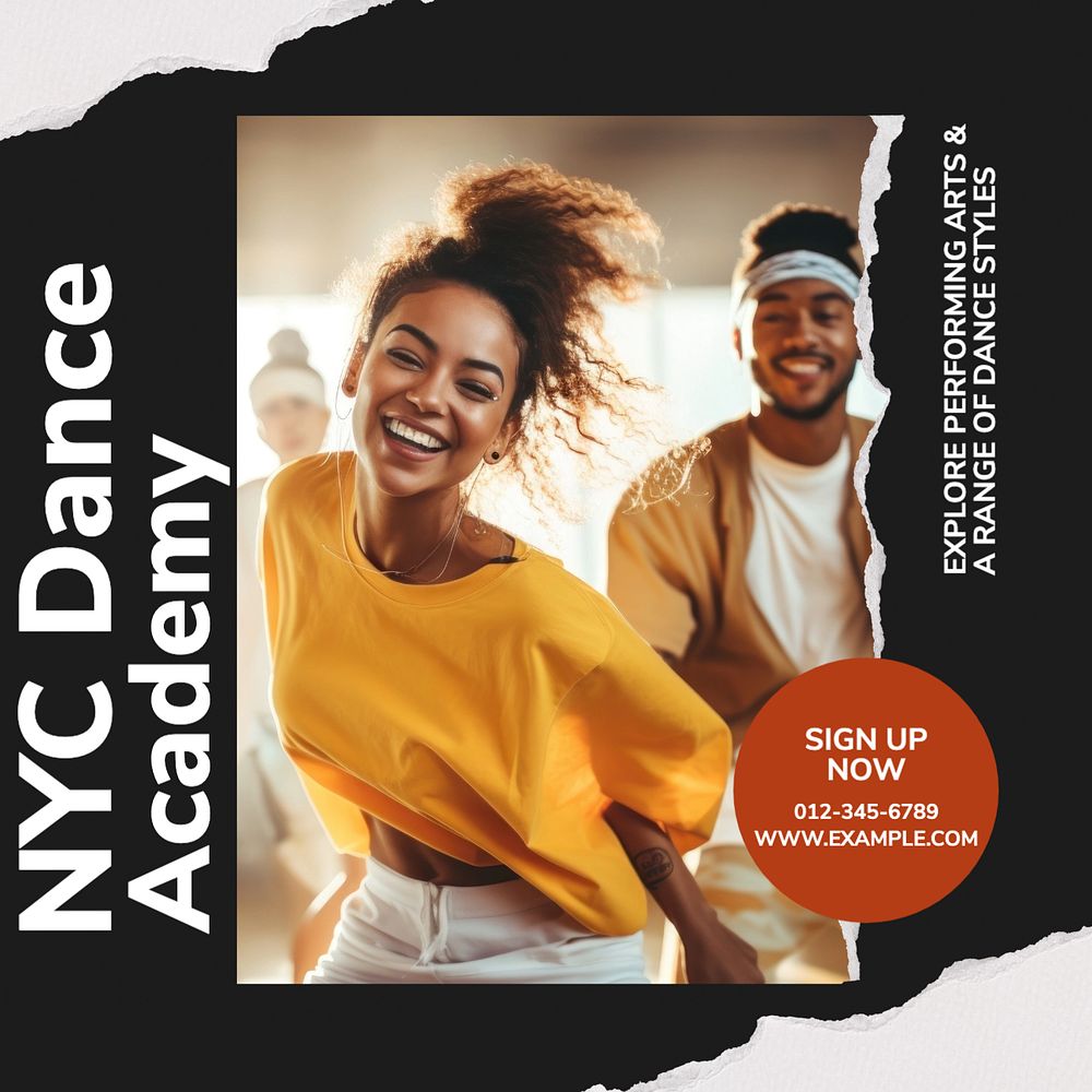 NYC Dance academy Instagram post template, editable text