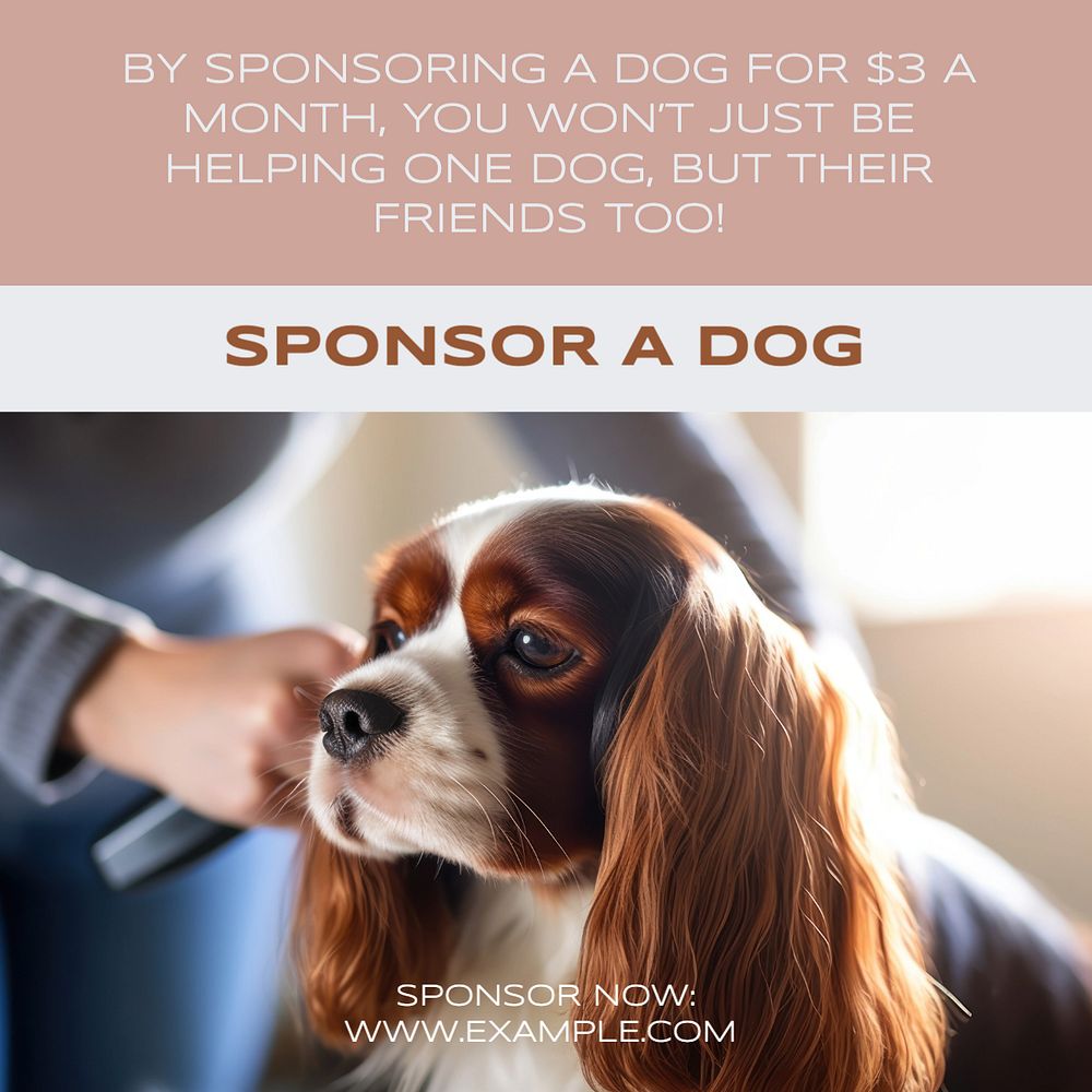 Dog charity Instagram post template, editable text