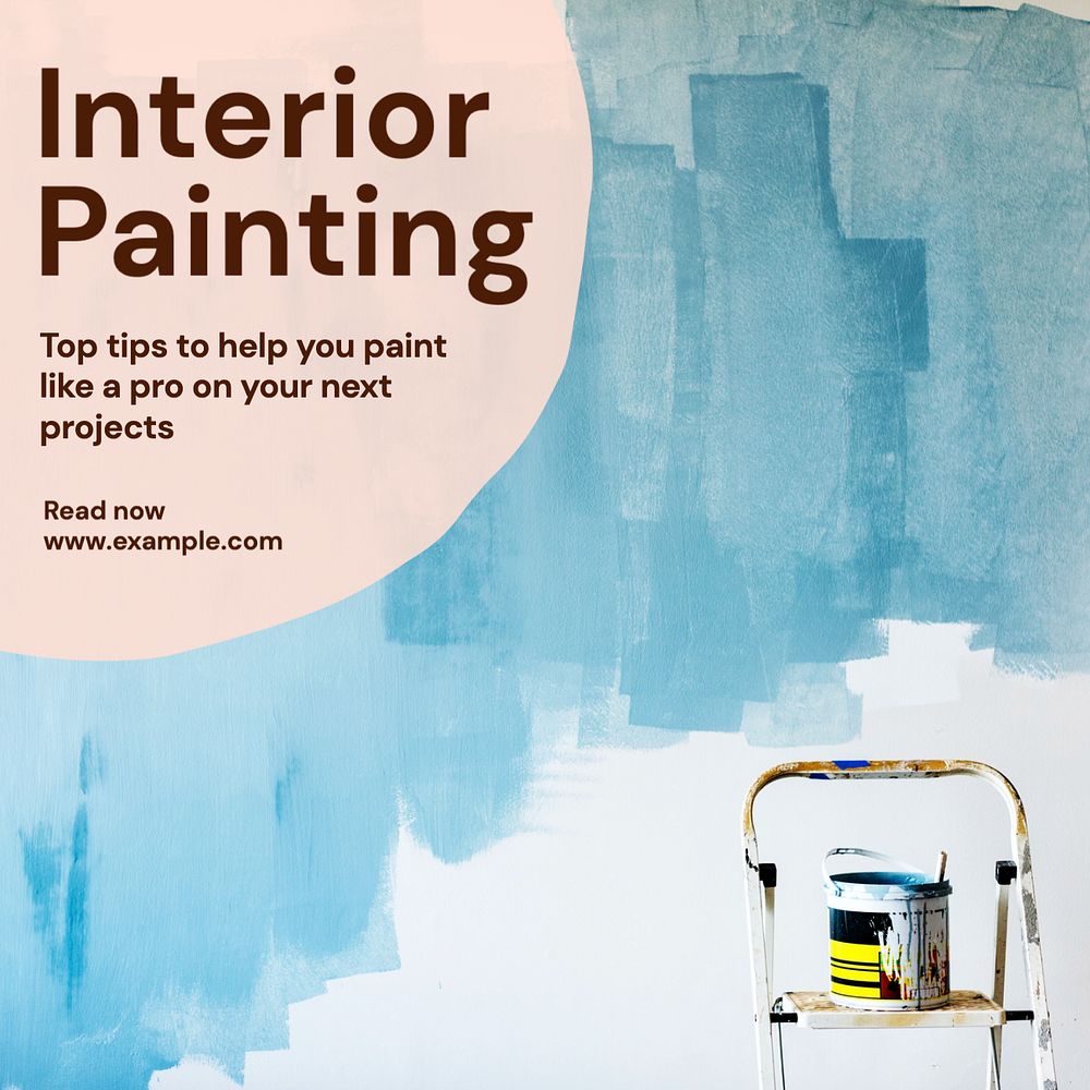 Interior painting Instagram post template, editable design