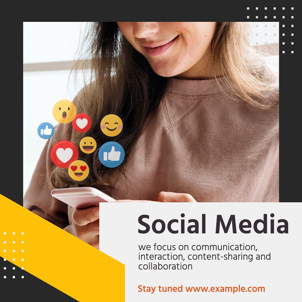 Social media Instagram post template, editable text