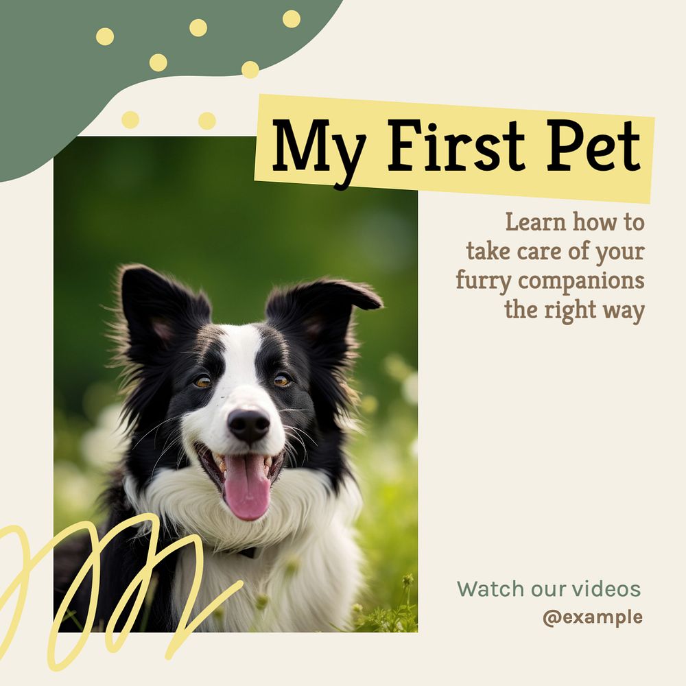 My first pet Instagram post template, editable text