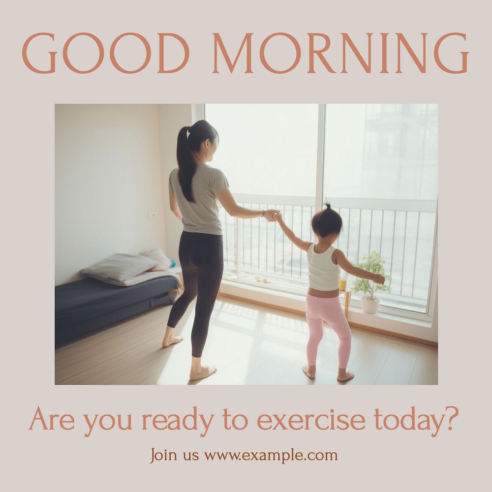 Morning exercise Instagram post template, editable text