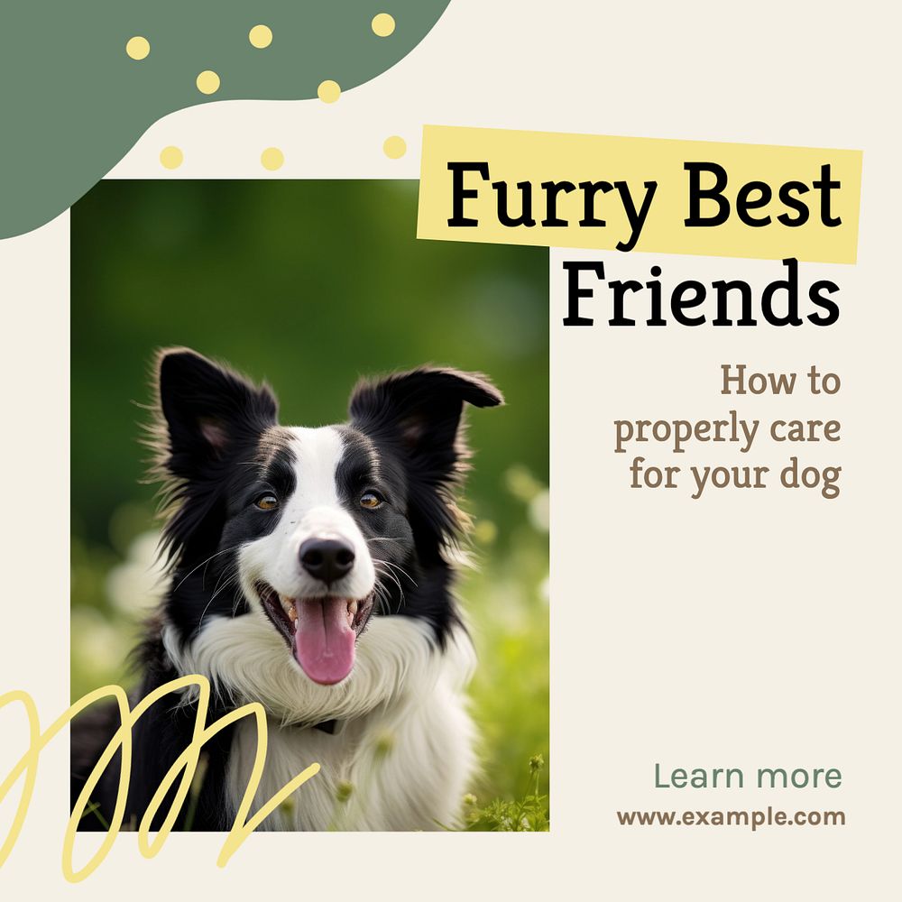 Furry best friends Instagram post template, editable text