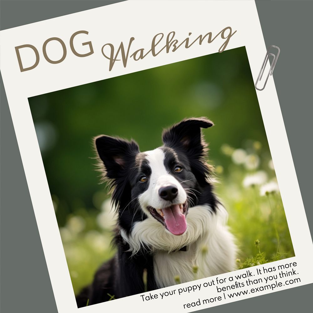 Dog walking benefits Instagram post template, editable text