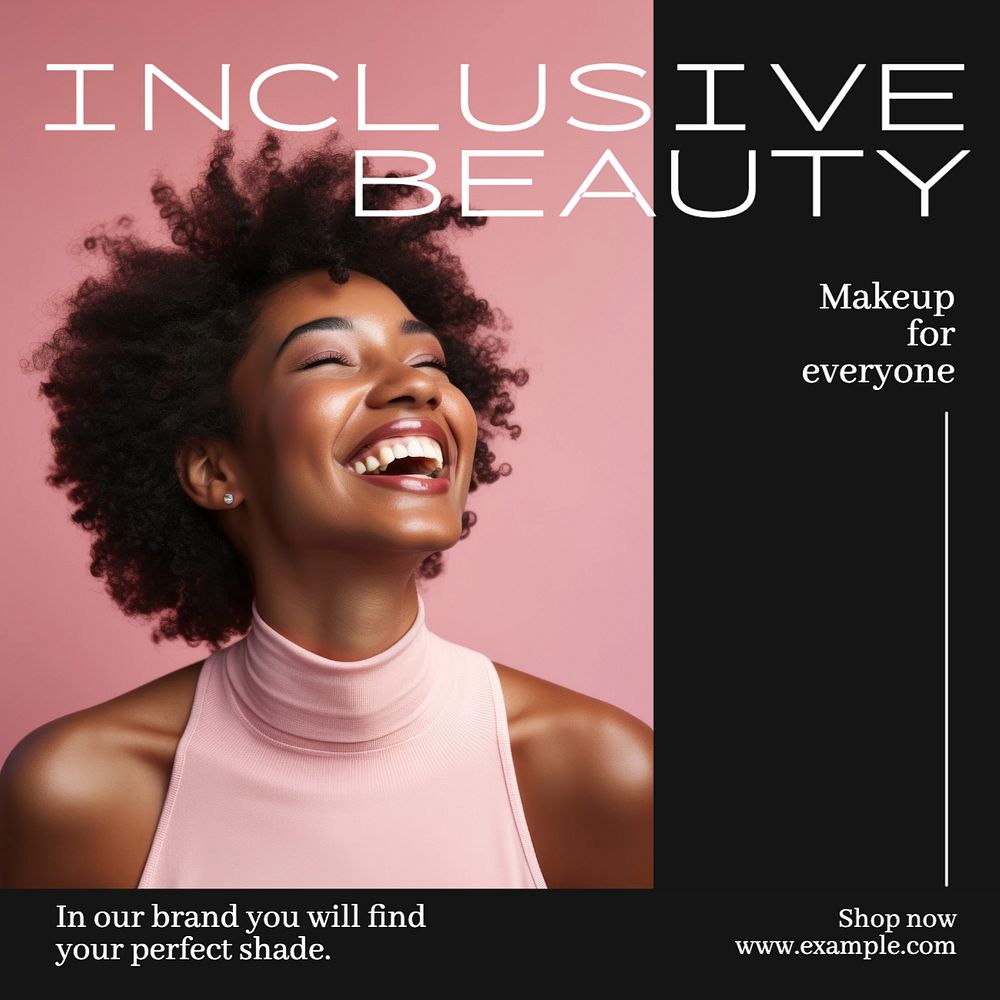 Inclusive beauty Instagram post template, editable text