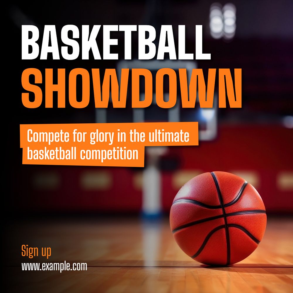 Basketball Showdown Instagram post template, editable text