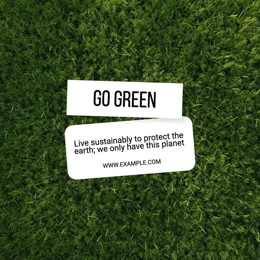 Go green Instagram post template, editable text