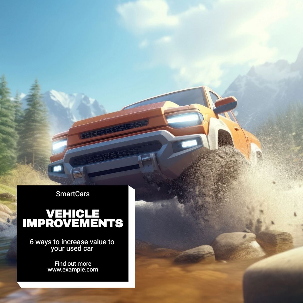 Vehicle improvements Instagram post template, editable text