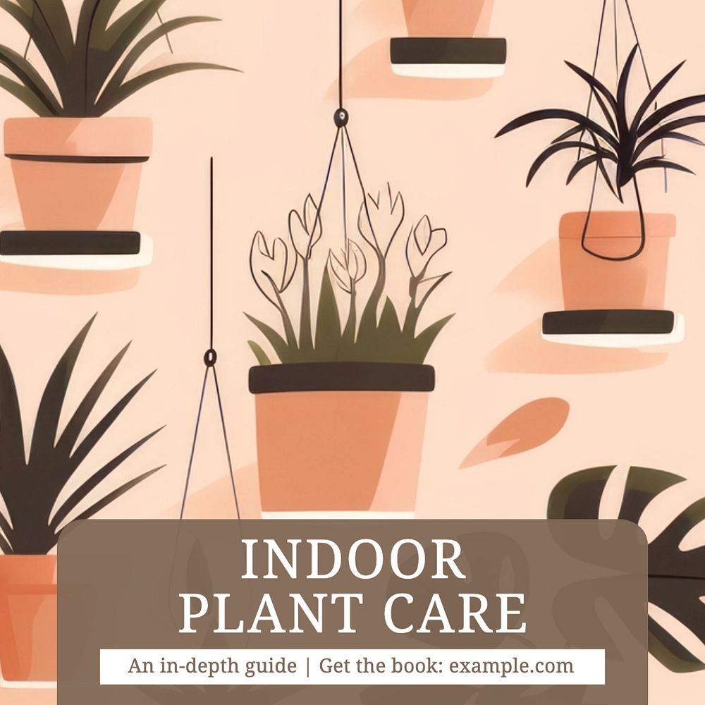 Indoor plant care Instagram post template, editable text