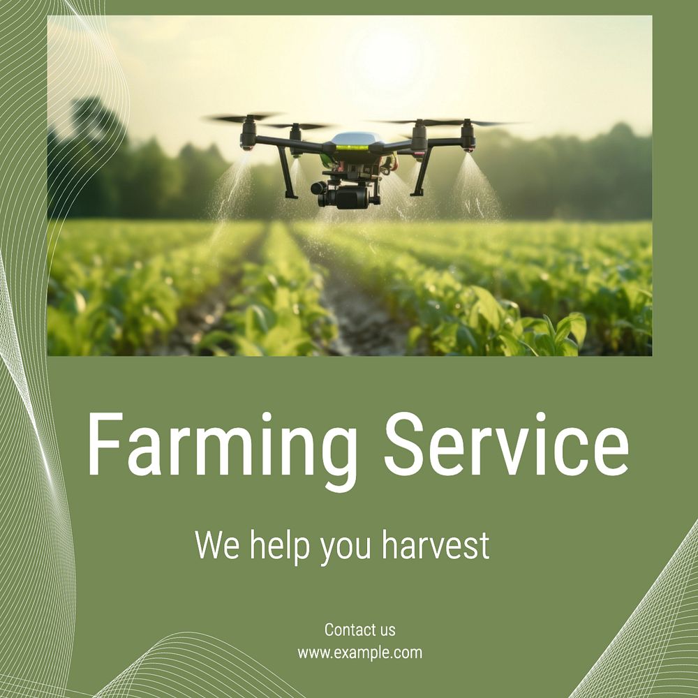 Farming service Instagram post template, editable text