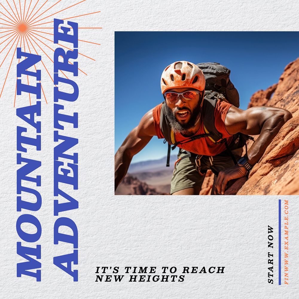 Mountain adventure Instagram post template, editable text