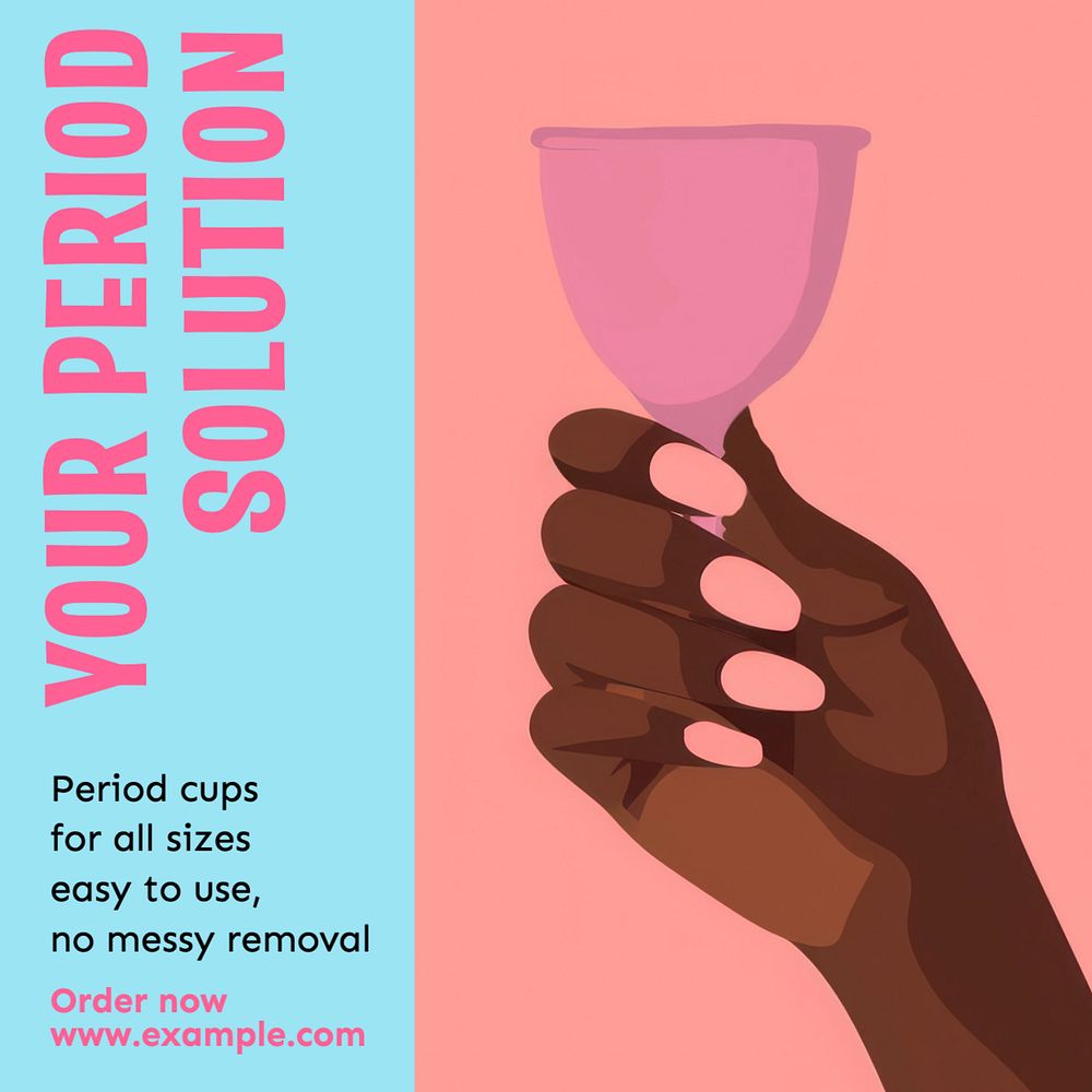 Menstruation cups Instagram post template, editable text