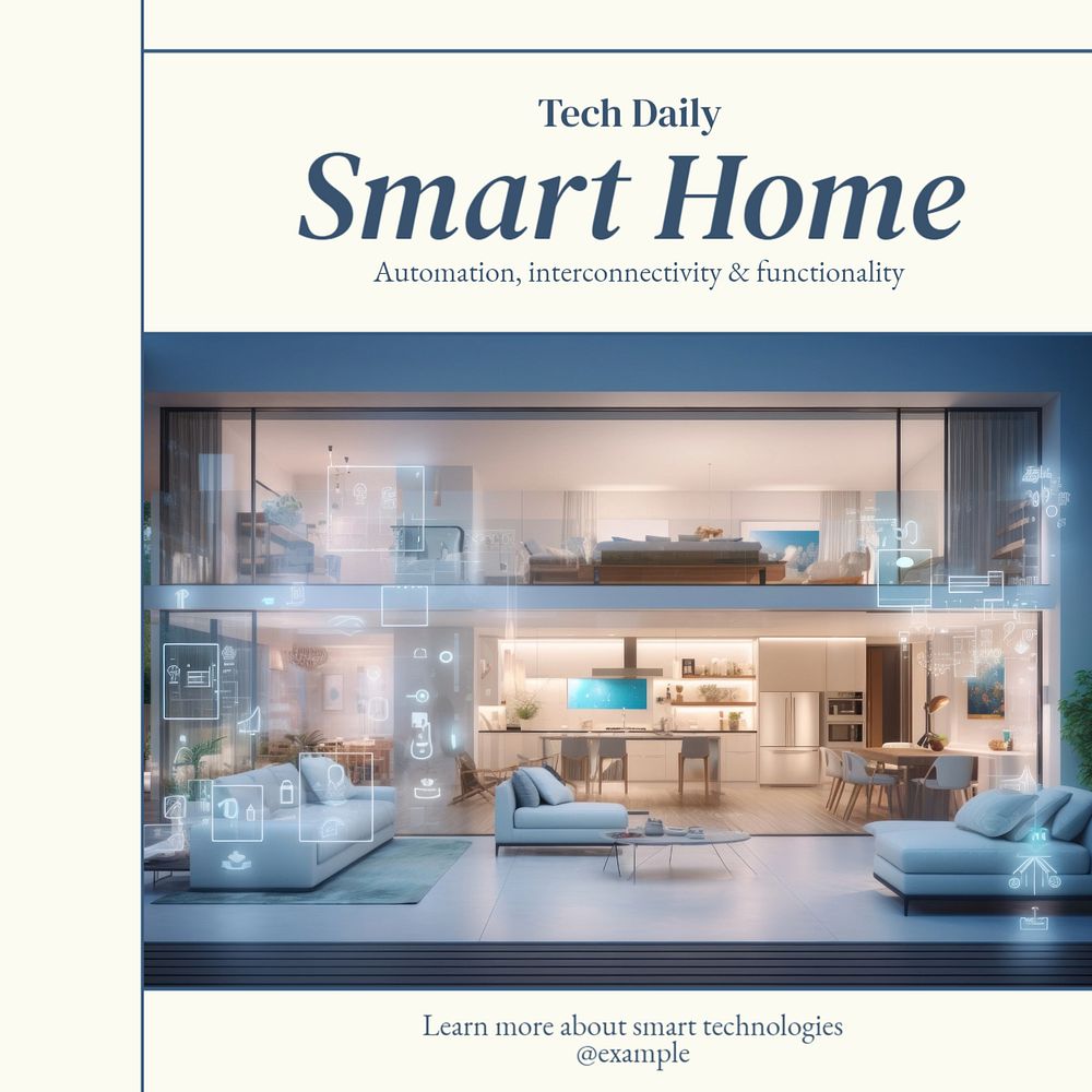 Smart home Instagram post template, editable text