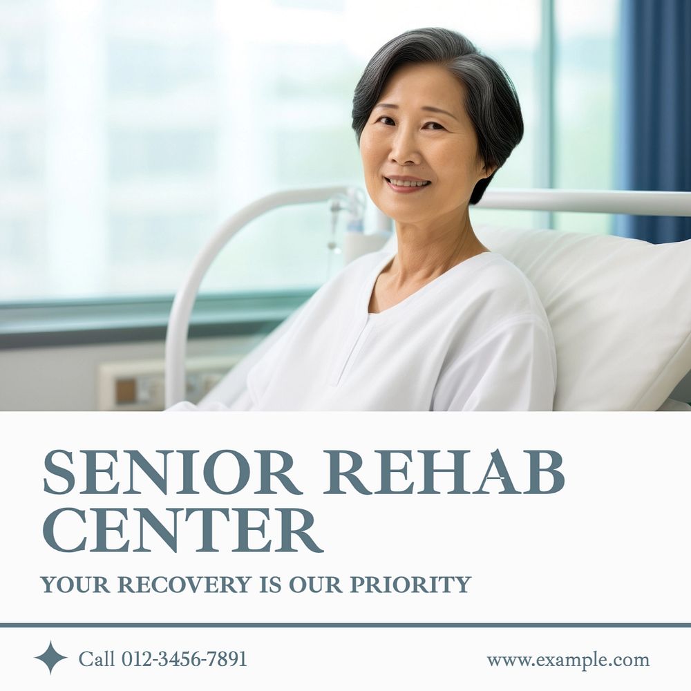 Senior rehab center Instagram post template, editable text