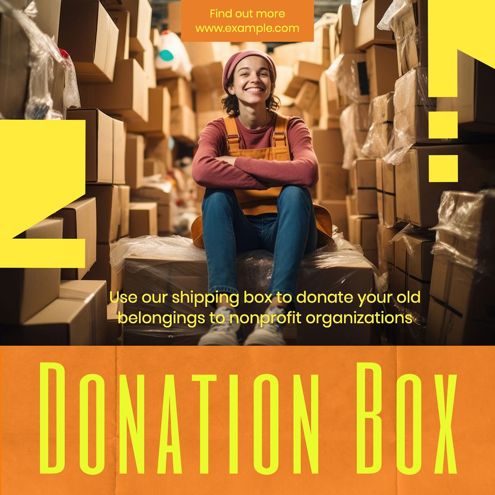 Donation box Instagram post template, editable text