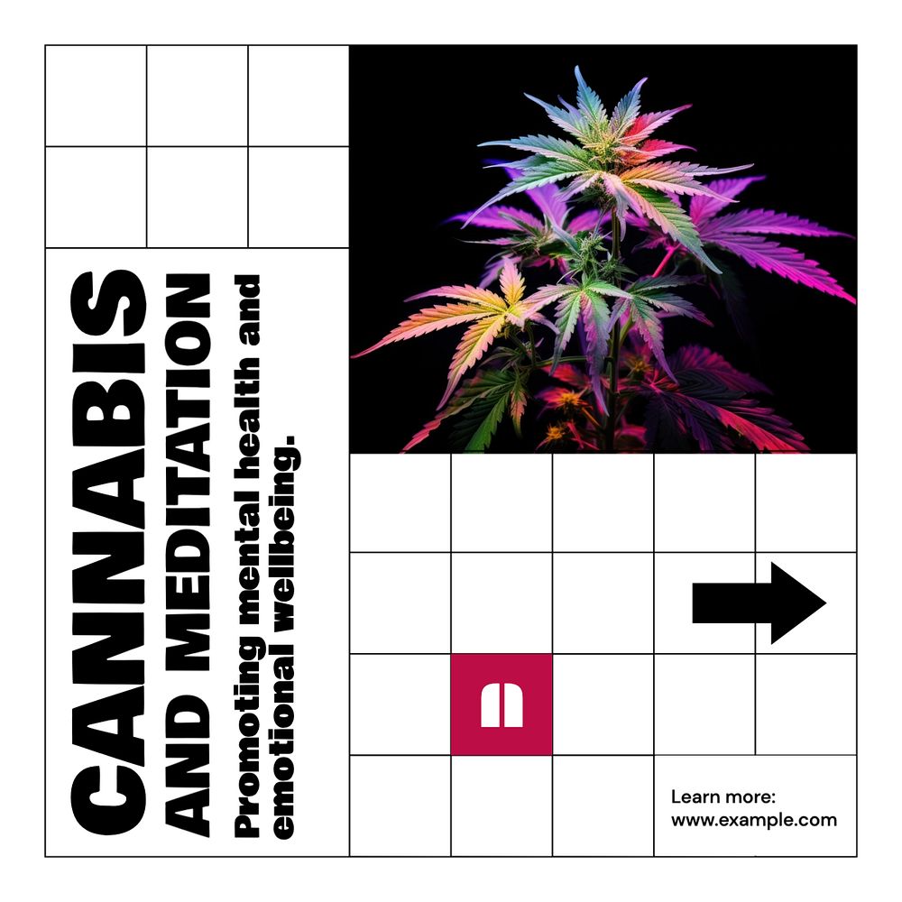 Cannabis meditation Instagram post template, editable text