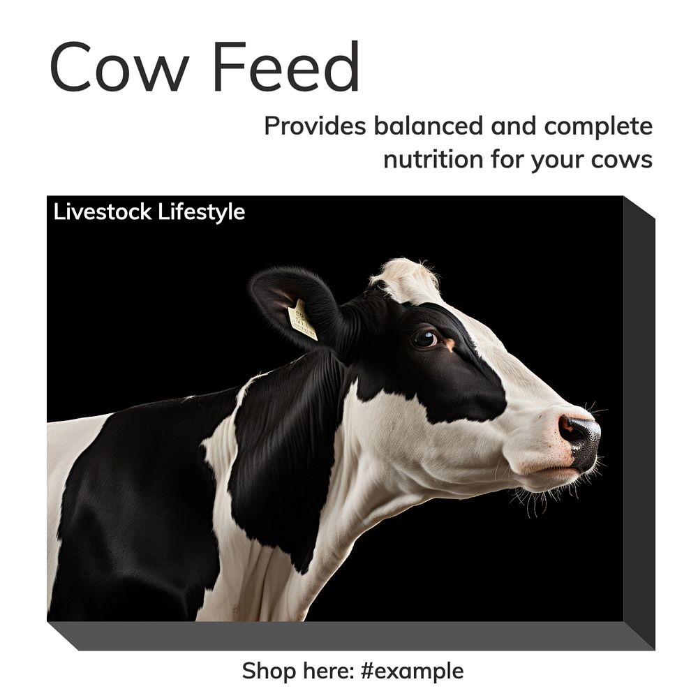 Cow feed for your cows Instagram post template, editable text