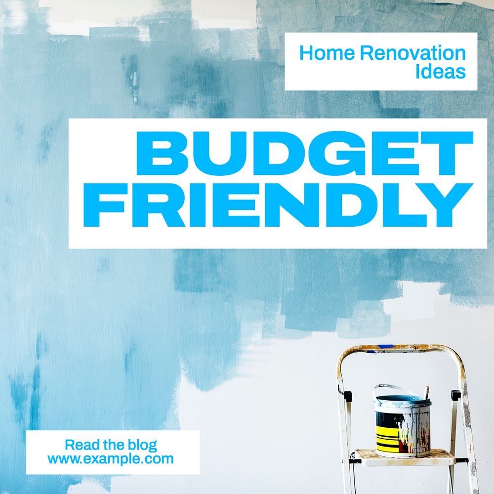 Budget friendly renovation Instagram post template, editable design