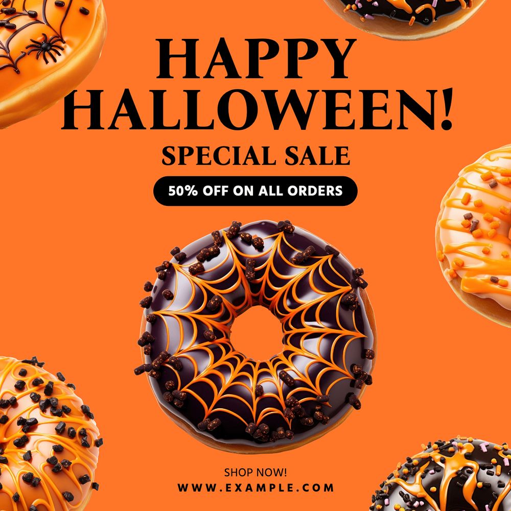 Halloween sale Instagram post template, editable text