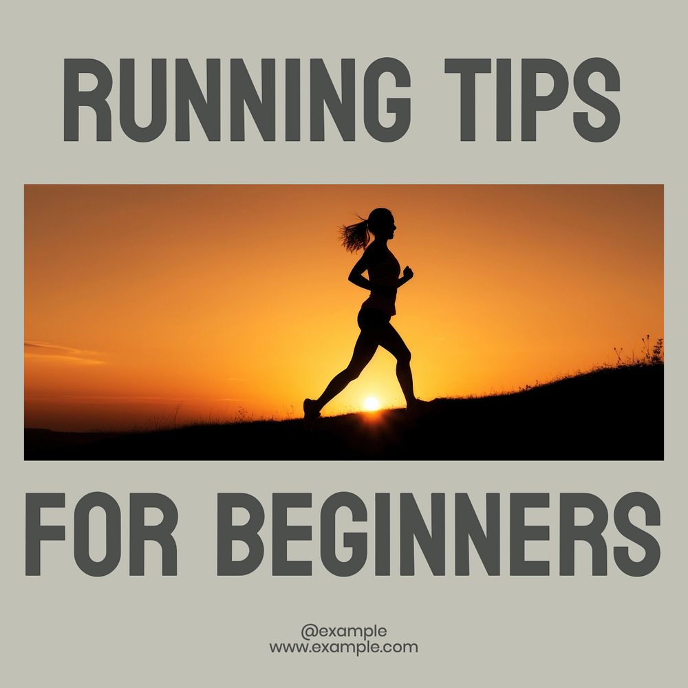 Beginner running tips Instagram post template, editable text