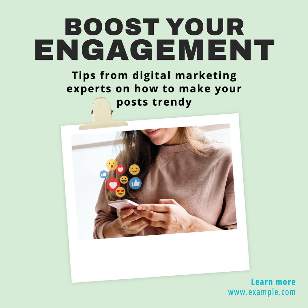 Digital marketing Instagram post template, editable text