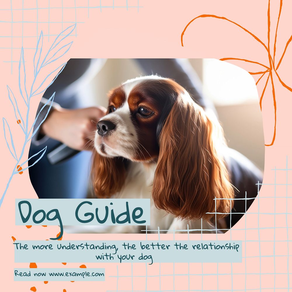 Dog guide Instagram post template, editable text