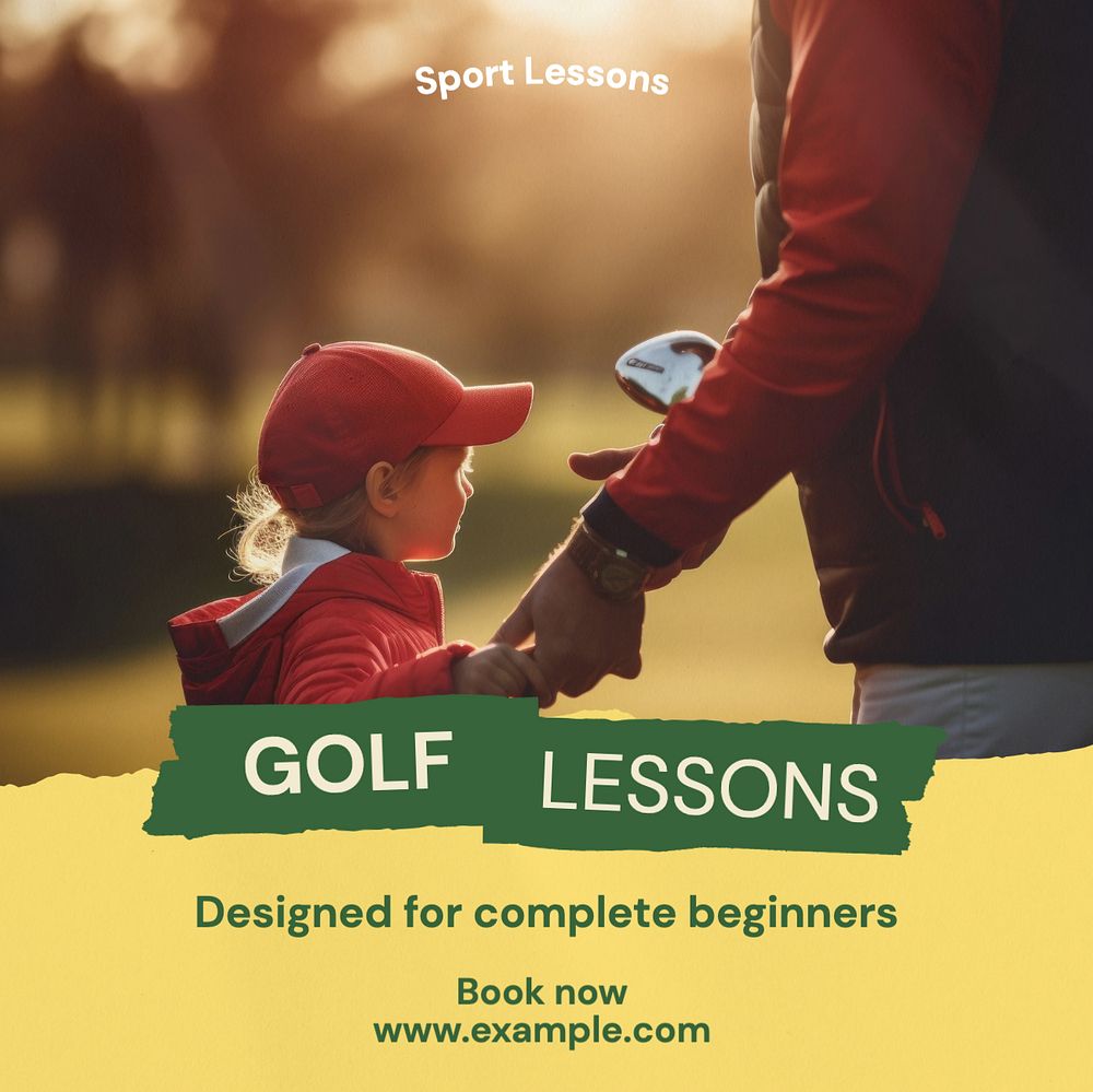 Golf lessons Instagram post template, editable text