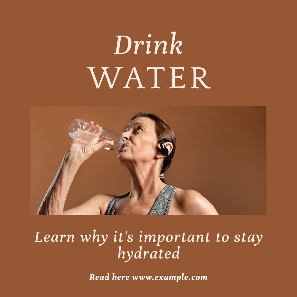 Drink water Instagram post template, editable text