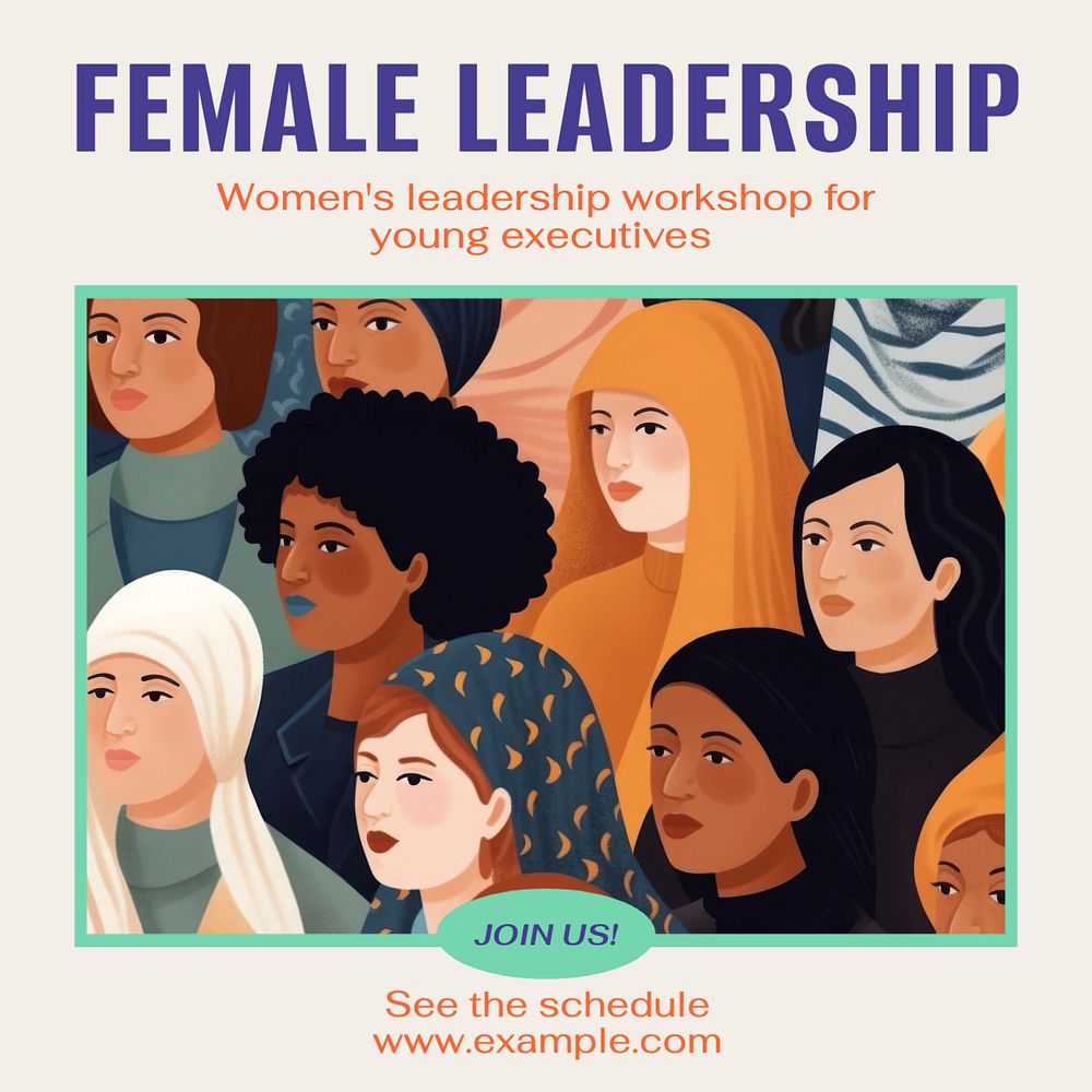 Female leadership Instagram post template, editable text