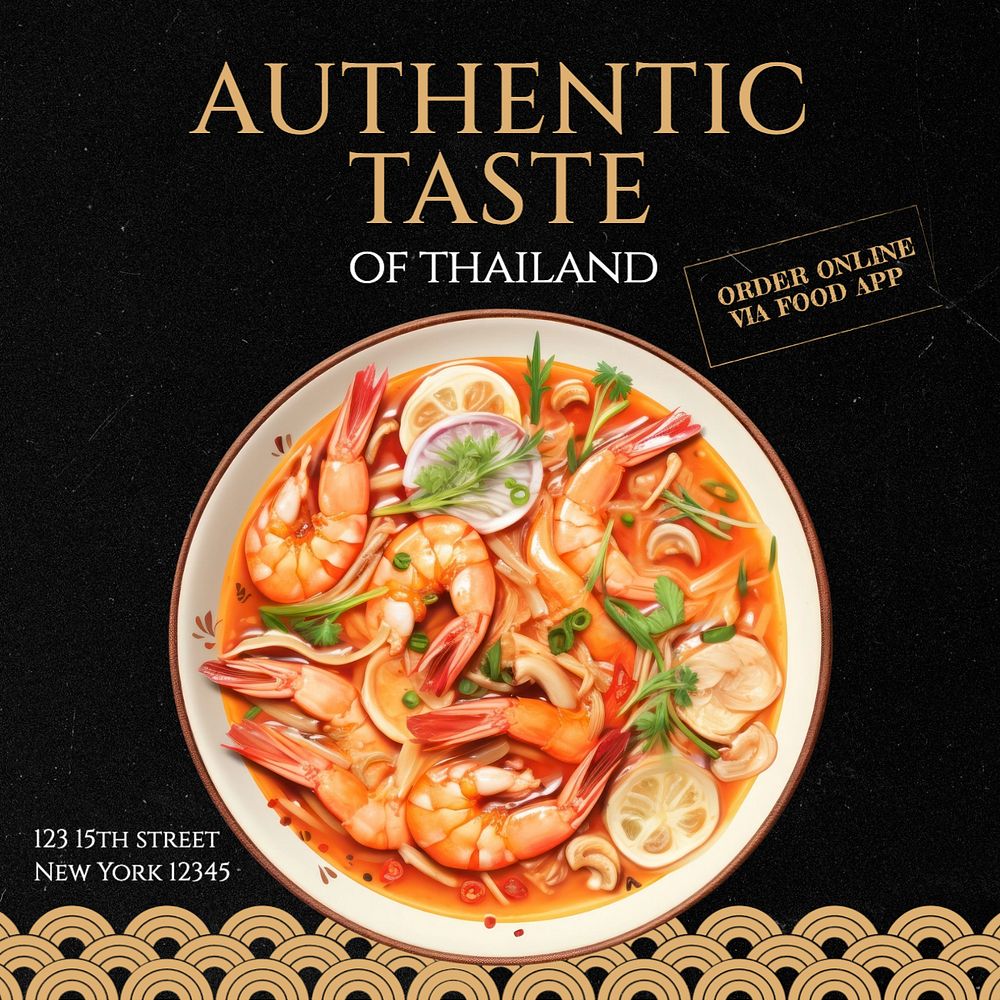 Authentic taste Instagram post template, editable text