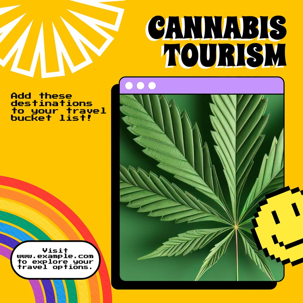 Cannabis tourism Instagram post template, editable text