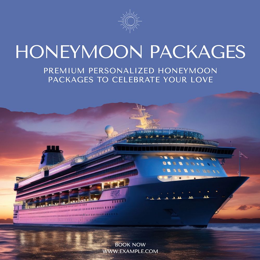 Honeymoon packages Instagram post template, editable text